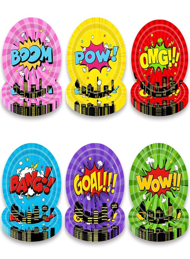 NF ORANGE 60pcs City Hero Theme Birthday Party Plates,Cartoon Birthday Party Decoration Supplies - Image 1